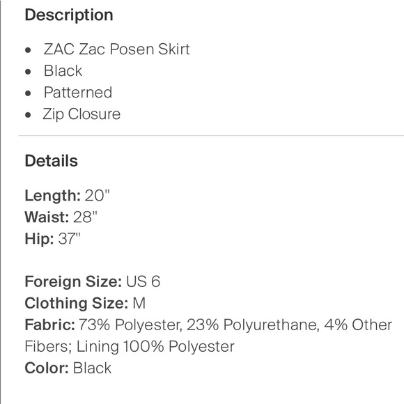 ZAC Zac Posen Black Skirt- Size 6 - Picture 12 of 16